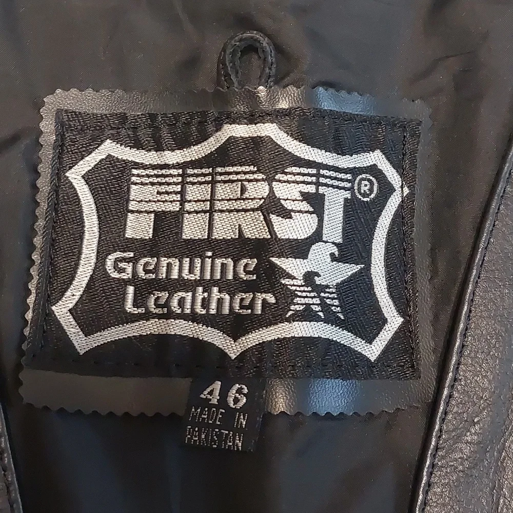 First Genuine Leather Vintage Biker Vest - Size 42